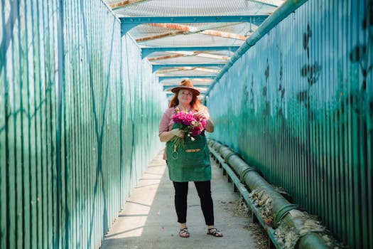 urban gardener with plants
